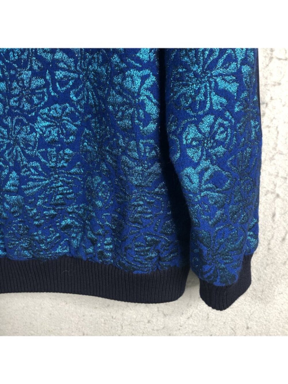 Statement Sweater Women 10 Blue Metallic Delphinium Jacquard Jewels Castle NEW - Picture 10 of 16